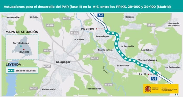 Transportes instalará pantallas acústicas en un tramo de la A-6 entre Torrelodones y Galapagar para reducir el ruido