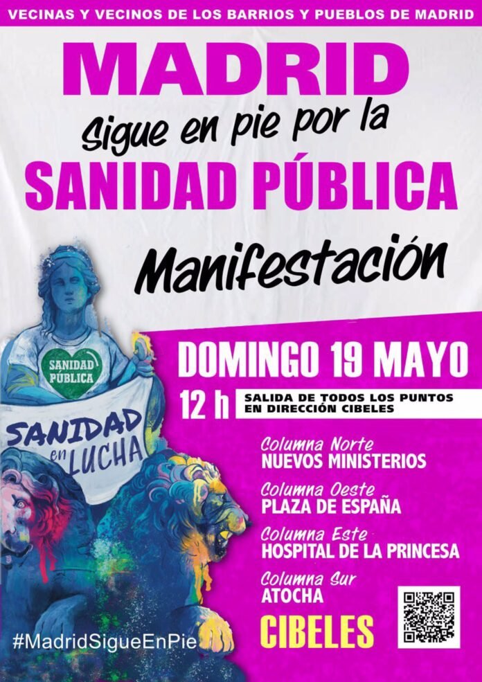 Vecinos de Barrios y Pueblos convoca el 19M una nueva manifestación en el centro de Madrid por la Sanidad Pública
