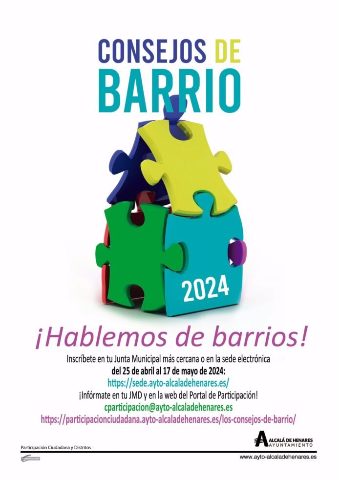 Alcalá.- Alcalá abre el plazo de inscripción hasta el 17 de mayo para constituir los Consejos de Barrio