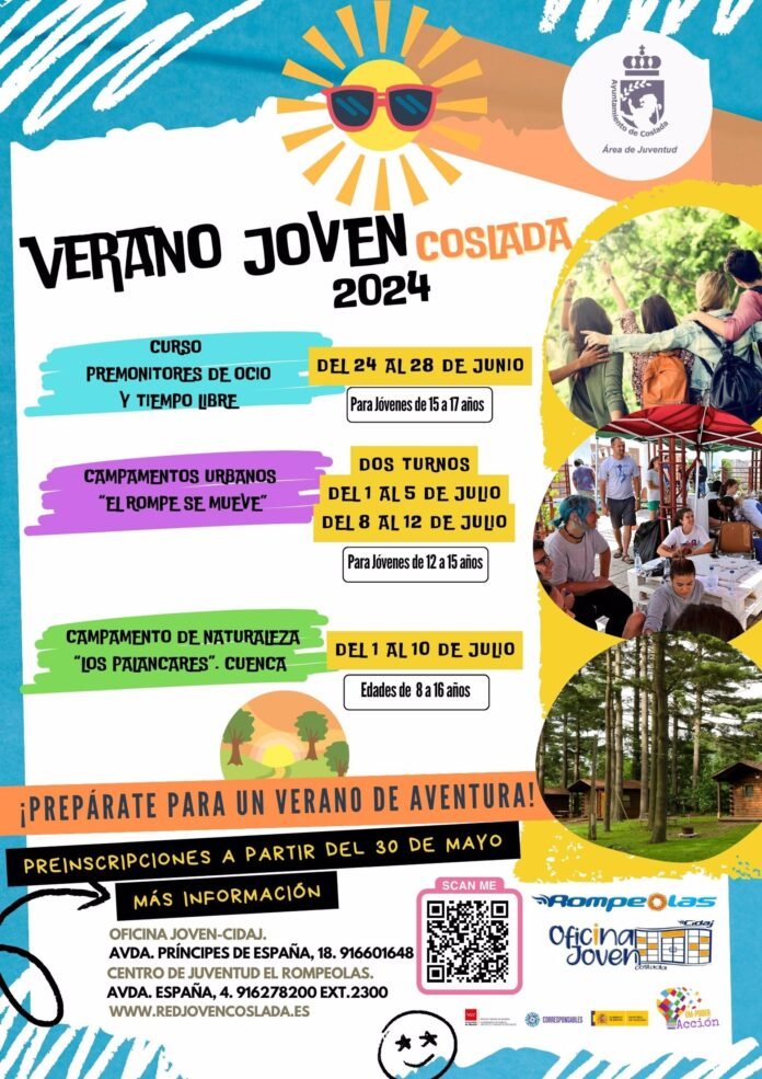 Coslada.- El plazo de preinscripción en las actividades del Verano Joven finaliza este jueves, 6 de junio