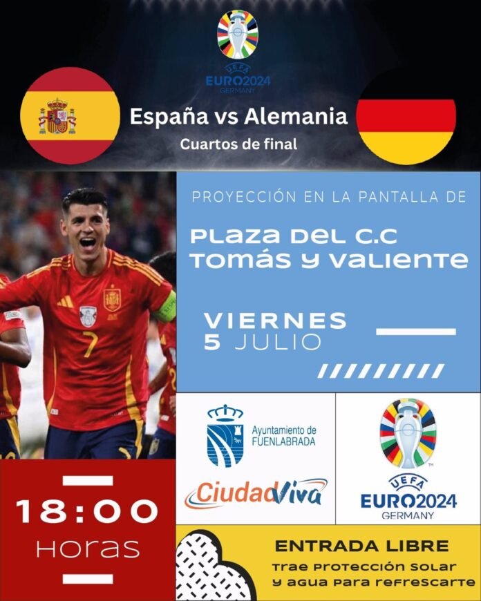 Una pantalla gigante en la plaza Tomás y Valiente permitirá seguir esta tarde el España-Alemania
