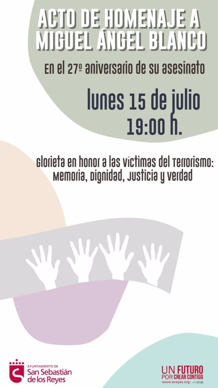 S.S. de los Reyes.-María del Mar Blanco asistirá al homenaje a Miguel Ángel Blanco en el 27º aniversario de su asesinato